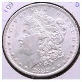 1882 O MORGAN DOLLAR AU