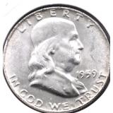 1959 D CH BU FBL FRANKLIN HALF DOLLAR