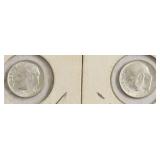 TWO 1964 CH BU ROOSVELT DIMES
