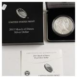 PROOF MARCH OF DIMES SILVER DOLLAR W BOX PAPERS