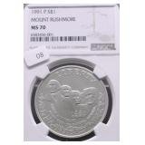 1991 NGC MS70 MT RUSHMORE SILVER DOLLAR
