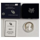 2013 PROOF SILVER EAGLE W BOX PAPERS