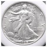 1938 WALKING HALF DOLLAR AU