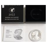 2022 PROOF SILVER EAGLE W BOX PAPERS