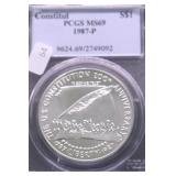 1987 P PCGS MS69 CONSTITUTION SILVER DOLLAR