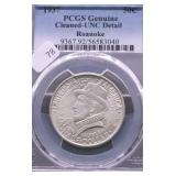 1937  PCGS UNC DETAILS ROANOKE SILVER DOLLAR
