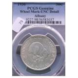 1936 PCGS UNC DETAILS ALBANY HALF DOLLAR