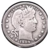 1909 S BARBER QUARTER VF