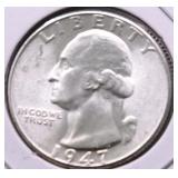 1947 D GEM BU WASHINGTON QUARTER