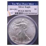 2014 W PCGS MS70 SILVER EAGLE