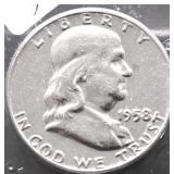 1958 FRANKLIN HALF DOLLAR  POLISHED