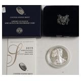 2015 PROOF SILVER EAGLE W BOX PAPERS
