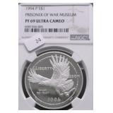 1994 P NGC PF69UC PRISONER OF WAR SILVER DOLLAR
