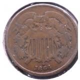 1864 TWO CENT PIECE VF