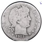 1913 D BARBER QUARTER G