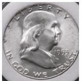 1953 S GEM BU FRANKLIN HALF DOLLAR
