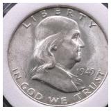 1949 S CHOICE BU FRANKLIN HALF DOLLAR
