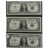 3 CHOICE BU SILVER CERTIFICATES 2 CONSEC SERIAL #