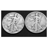TWO WALKING HALF DOLLARS
