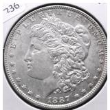 1887 MORGAN DOLLAR AU