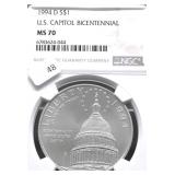 1994 F NGC MS70 US CAPITOL SILVER DOLLAR