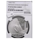 1994 P NGC PF69UC VIETNAM SILVER DOLLAR