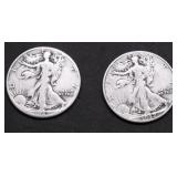 TWO WALKING HALF DOLLARS