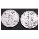 TWO WALKING HALF DOLLARS