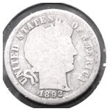 1892 S BARBER DIME G KEY