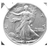 1942 WALKING HALF DOLLAR AU