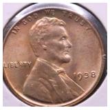1938 GEM RED LINCOLN CENT