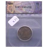 1880 INDIAN HEAD CENT   ICG GENUINE