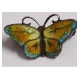 NORWEIGN ENAMELED STERLING BUTTERFLY PIN