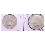 TWO SILVER HALF DOLLARS