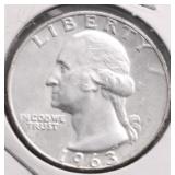 1963 D CHOICE BU WASHINGTON QUARTER