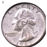 1963 D WASHINGTON QUARTER AU