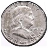 1958 D FRANKLIN HALF DOLLAR VF