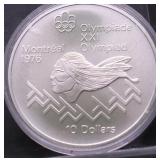 1975 CANADA SILVER 10 DOLLARS GEM