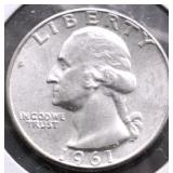 1961 CHOICE BU WASHINGTON QUARTER