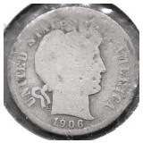 1906 BARBR DIME AG