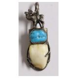 MOOSE TOOTH/TURQUOIS PENDANT STERLING