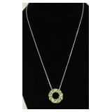 STERLING SILVER PERIDOT PENDANT RING /CHAIN