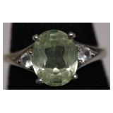 10K WHITE GOLD LIGHT PERIDOT RING SZ 5.5