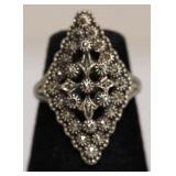 STERLING SILVER MARCACITE RING  SZ 6.5