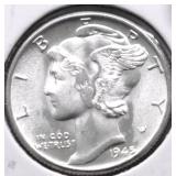 1945 SUPURB GEM MERCURY DIME