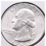 1945 CHOICE BU WASHINGTON QUARTER