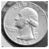 1954 CHOICE BU WASHINGTON QUARTER