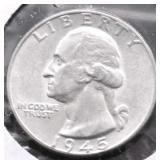 1945 CHOICE BU WASHINGTON QUARTER
