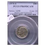 1975 S PCGS PF69DC ROOSEVELT DIME