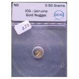 .5 GRAM ICG CERTIFIED GOLD NUGGET